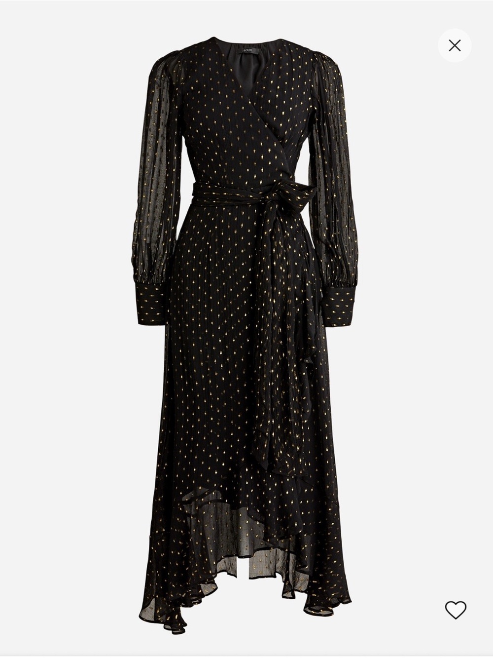 J.Crew BN122 NWT Ruffle-Hem Lurex Chiffon Wrap Dress